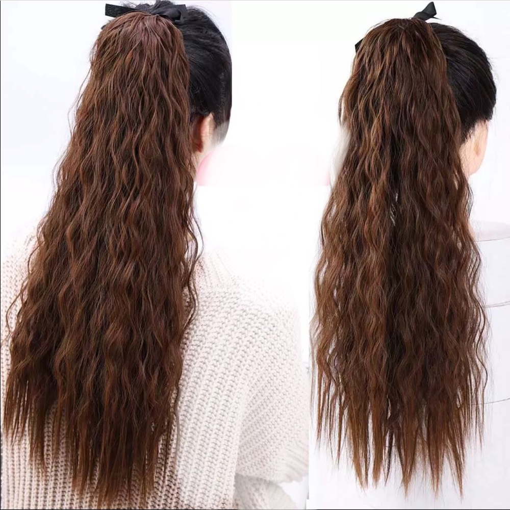 New 22” Wavy Brown Ponytail - Picture 1 of 6